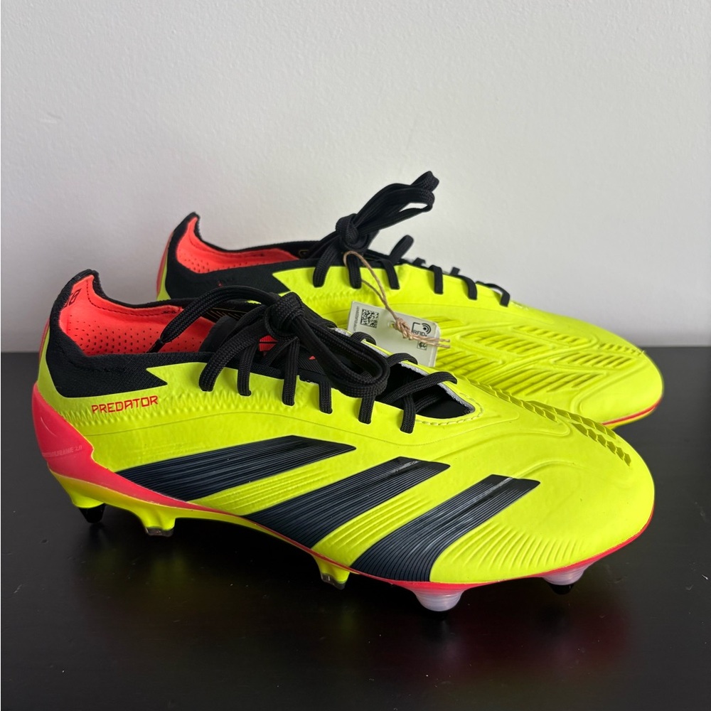 New Adidas Soccer Predator Elite SG Solar Yellow Solar Red IE0044 Sz 5 Mens/6 W